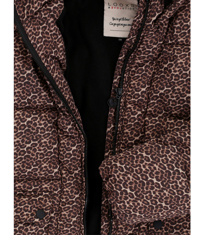 LOOXS Little winter jas meisjes - bruin/zwart - panter
