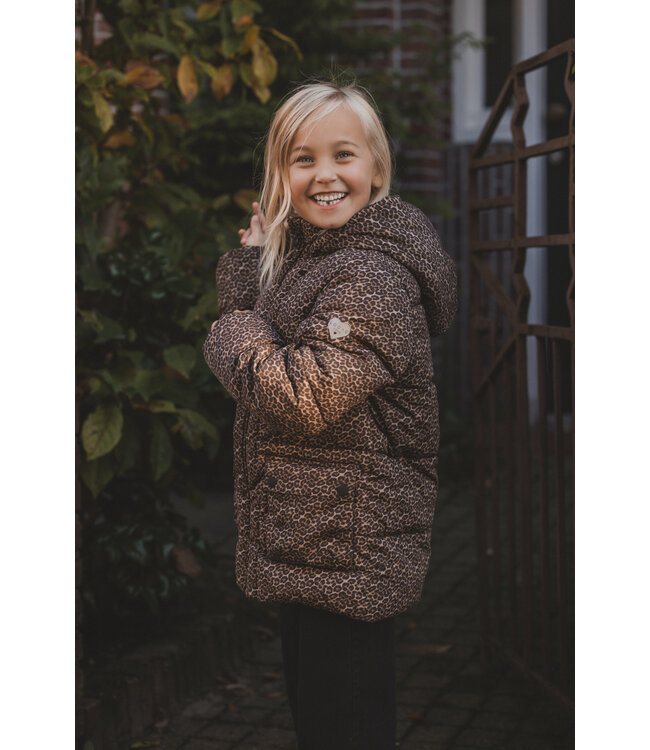 LOOXS Little winter jas meisjes - bruin/zwart - panter