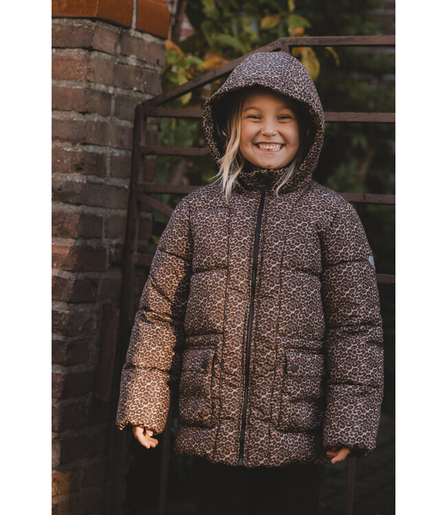 LOOXS Little winter jas meisjes - bruin/zwart - panter