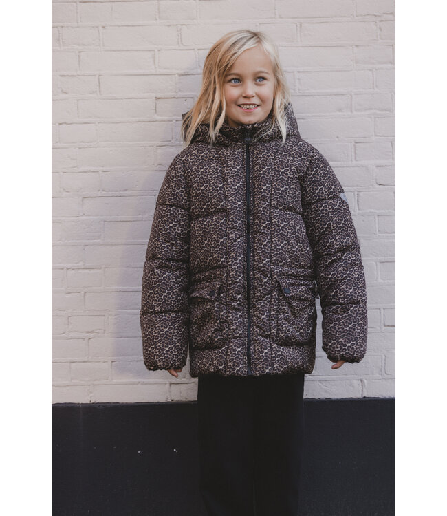 LOOXS Little winter jas meisjes - bruin/zwart - panter