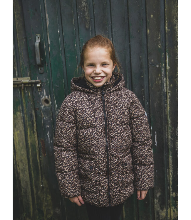 LOOXS Little winter jas meisjes - bruin/zwart - panter