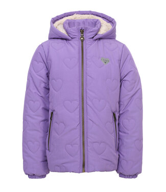 LOOXS Little winter jas meisjes - paars - gewatteerde hartjes