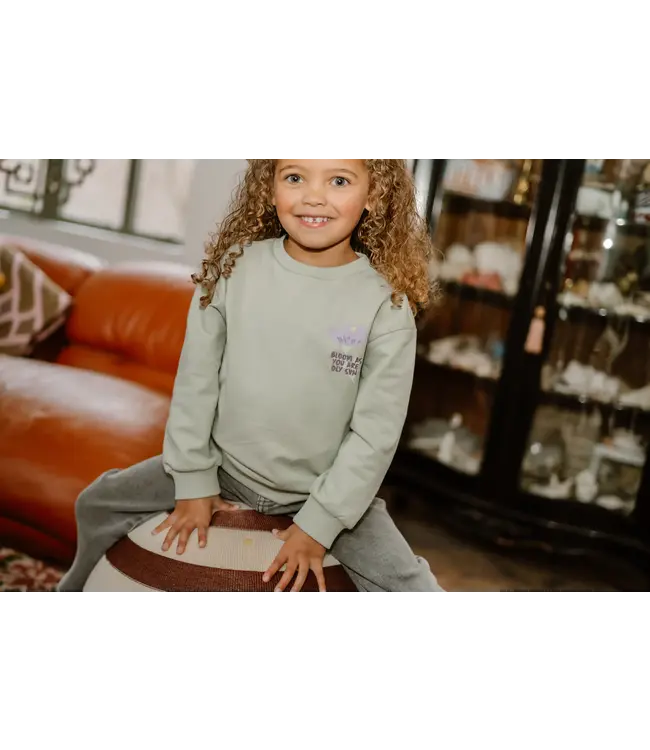 Daily7 winter sweater meisjes - groen - backprint