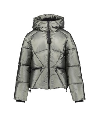 Geisha winter jas meisjes - groen - boxy - metallic
