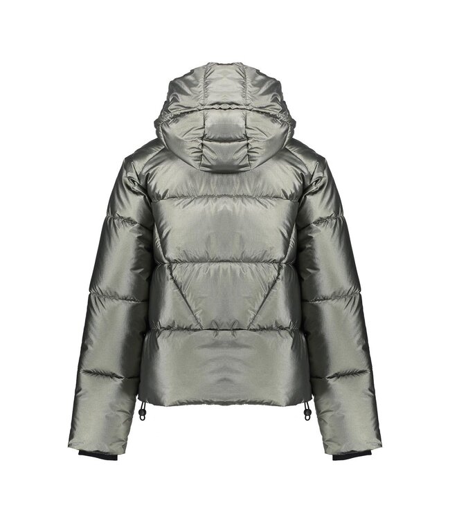 Geisha winter jas meisjes - groen - boxy - metallic