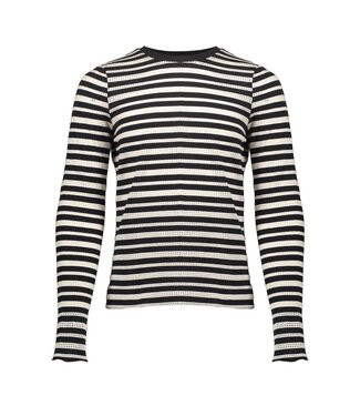 Geisha winter top meisjes - zwart/wit - ajour - longsleeve, gestreept