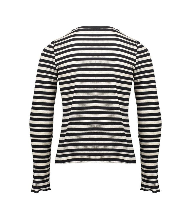 Geisha winter top meisjes - zwart/wit - ajour - longsleeve, gestreept
