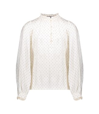 Geisha winter blouse meisjes - wit/zwart - shiny stippen