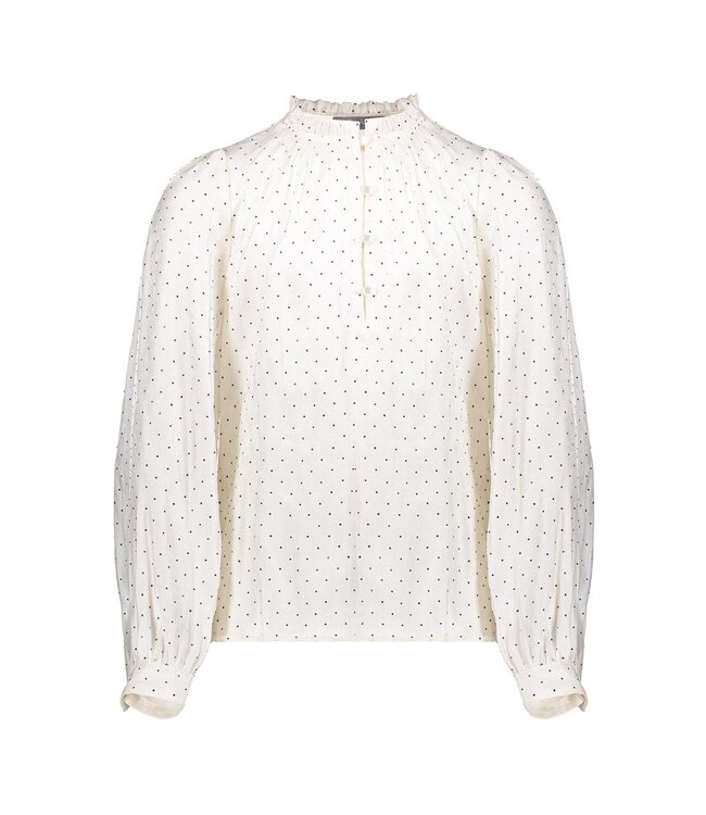 Geisha winter blouse meisjes - wit/zwart - shiny stippen
