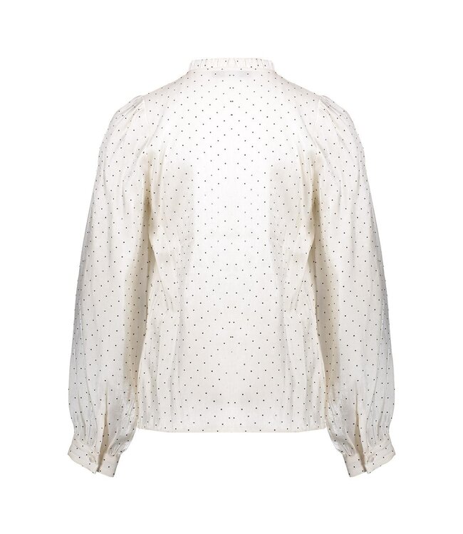 Geisha winter blouse meisjes - wit/zwart - shiny stippen