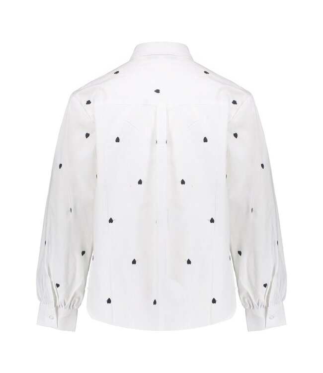 Geisha winter blouse meisjes - wit/zwart - harten