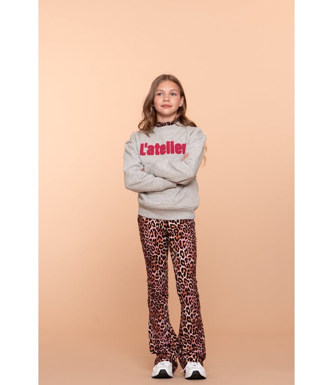 Geisha winter flare legging - roze/zwart - panter