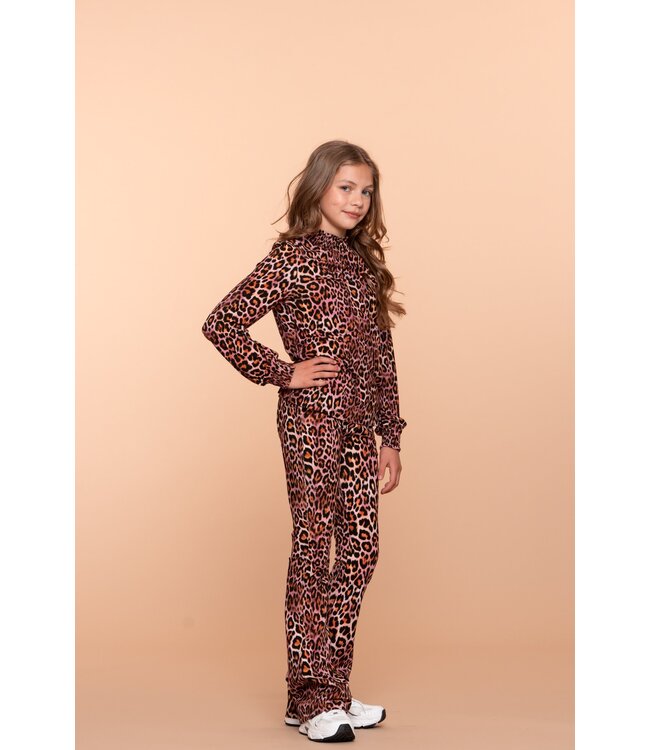 Geisha winter flare legging - roze/zwart - panter