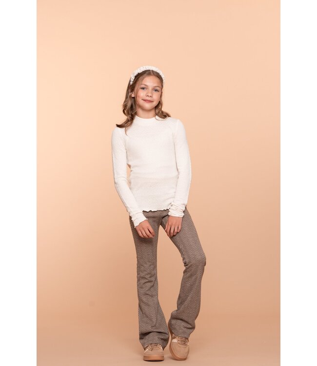 Geisha winter flare broek meisjes - bruin/goud - jacquard