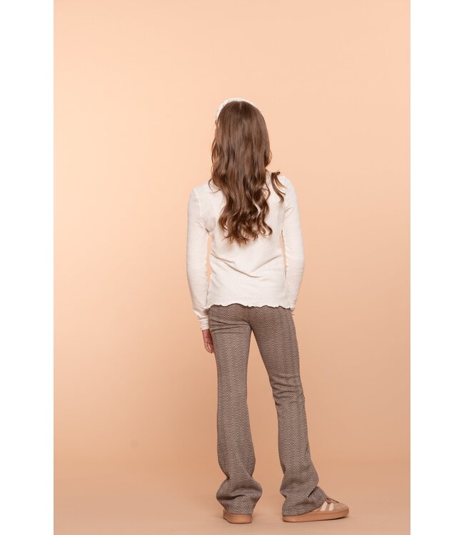 Geisha winter flare broek meisjes - bruin/goud - jacquard