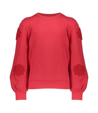 Geisha winter sweater meisjes - rood - bloemen op mouw