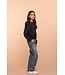 Geisha winter sweater meisjes - navy - bloemen op mouw