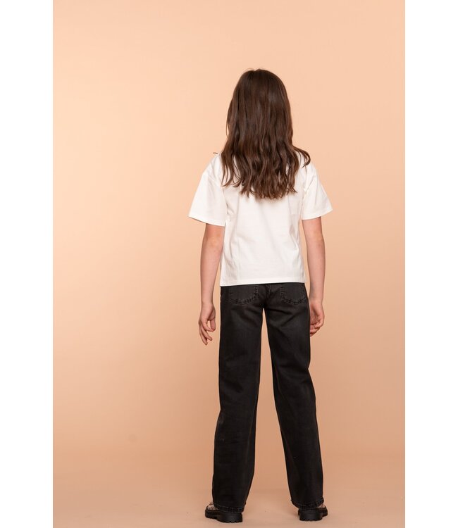 Geisha winter t-shirt meisjes - wit/zwart - lovely