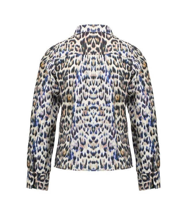 Geisha winter blouse meisjes - bruin/blauw/zwart - luipaard