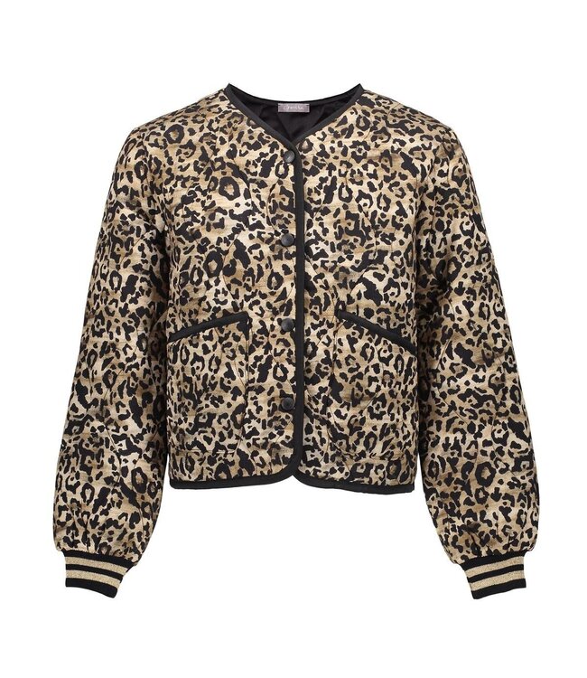 Geisha winter bomberjas meisjes - zwart/zand - luipaard