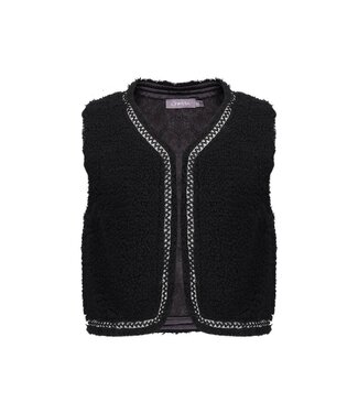 Geisha winter gilet meisjes - zwart - zigzag, teddy borduursel