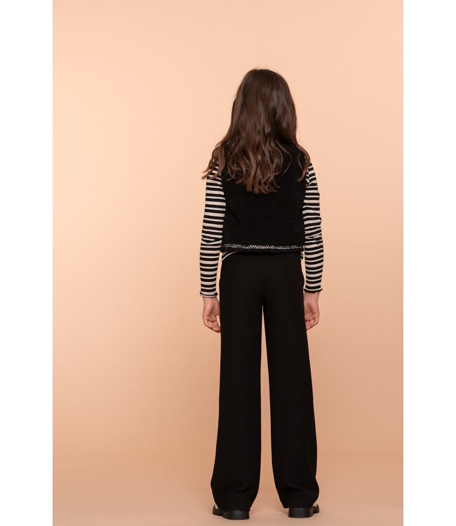 Geisha winter gilet meisjes - zwart - zigzag, teddy borduursel