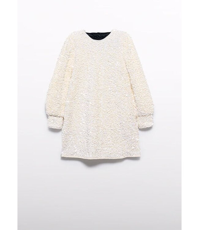 Abel & Lula winter jurk meisjes - wit - velvet - pailletten