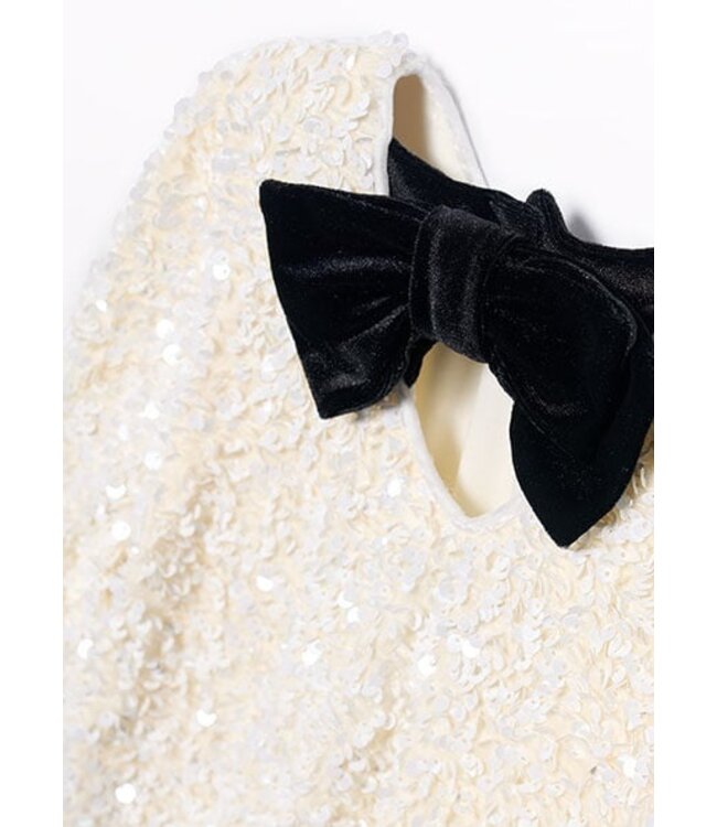 Abel & Lula winter jurk meisjes - wit - velvet - pailletten