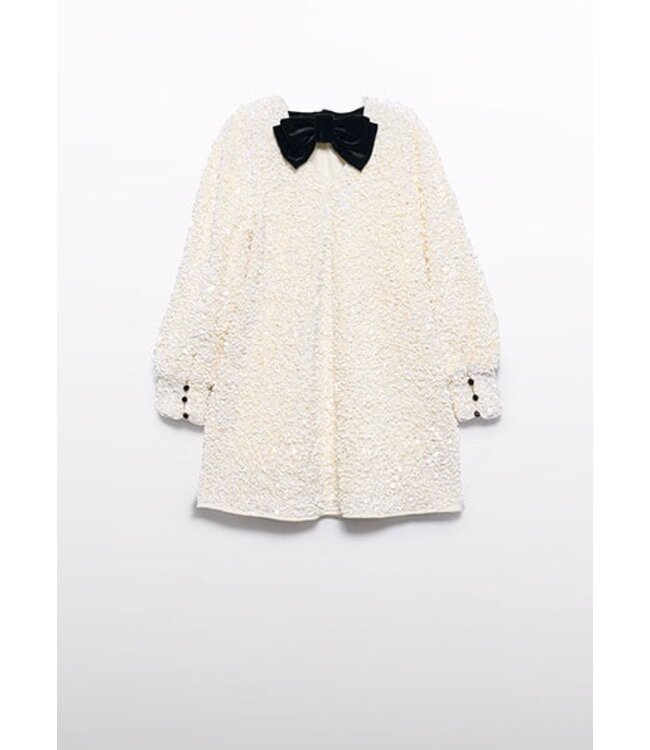 Abel & Lula winter jurk meisjes - wit - velvet - pailletten