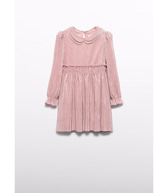 Abel & Lula winter jurk meisjes - roze - gebreid - geplooid