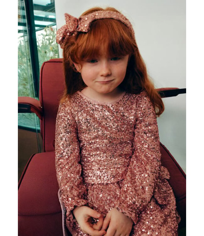 Abel & Lula winter jurk meisjes - roze - pailletten