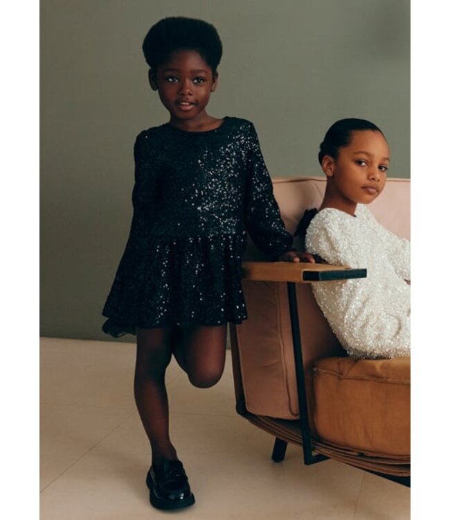 Abel & Lula winter jurk meisjes - zwart - pailletten