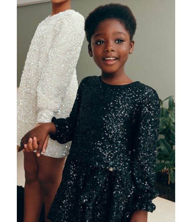 Abel & Lula winter jurk meisjes - zwart - pailletten