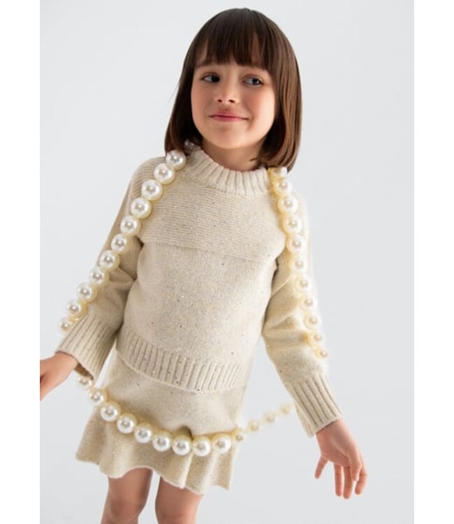 Abel & Lula winter rok-set meisjes - beige - gebreid