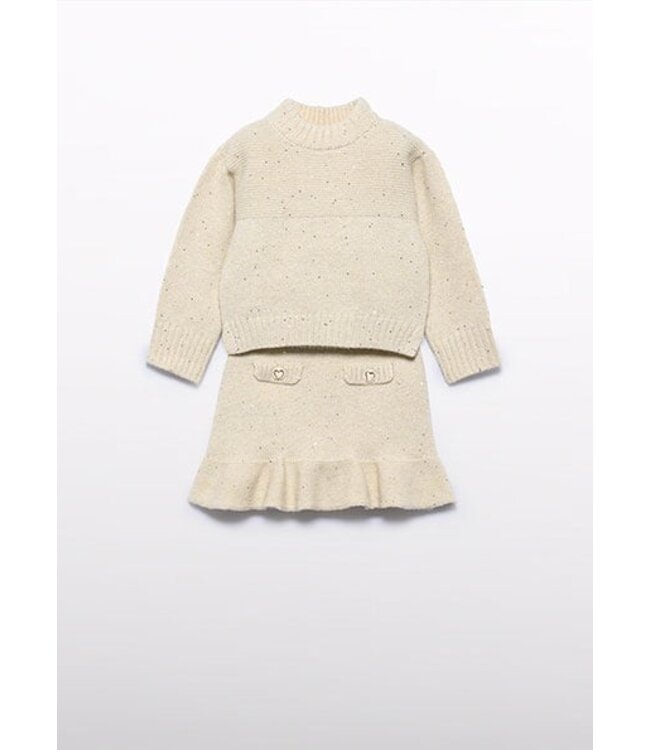 Abel & Lula winter rok-set meisjes - beige - gebreid