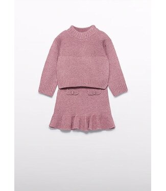 Abel & Lula winter rok-set meisjes - roze - gebreid