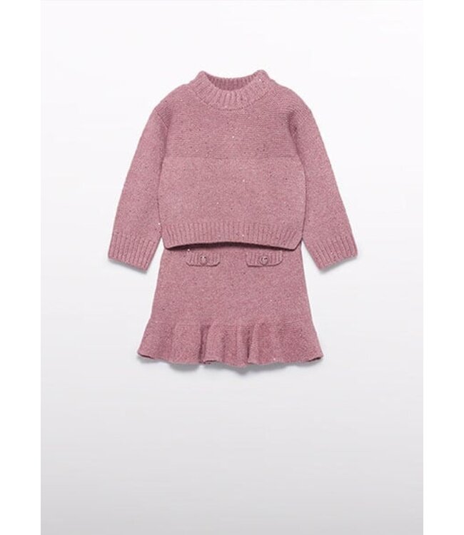 Abel & Lula winter rok-set meisjes - roze - gebreid