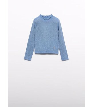 Abel & Lula winter sweater meisjes - licht blauw - turtleneck - gebreid