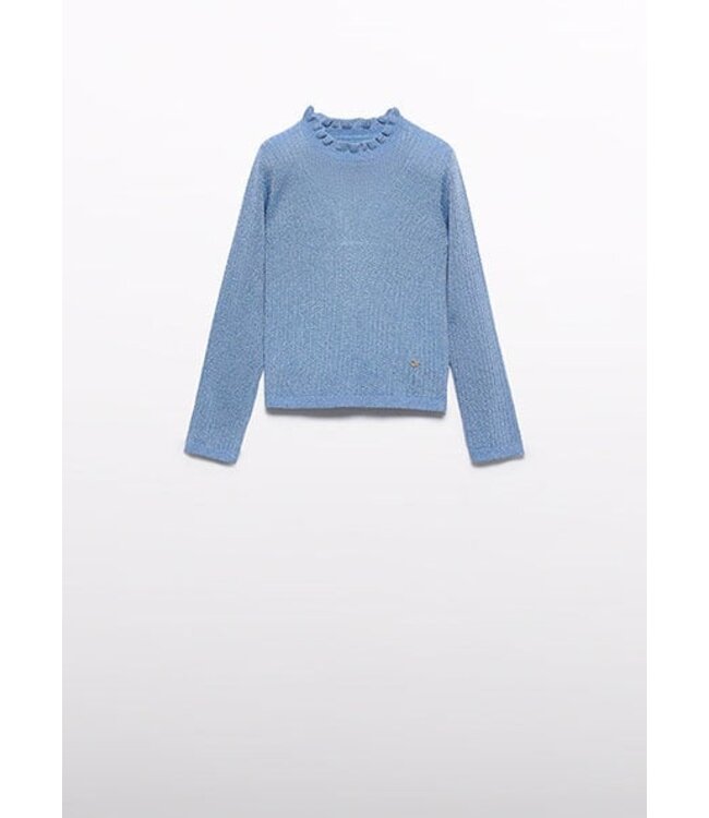 Abel & Lula winter sweater meisjes - licht blauw - turtleneck - gebreid