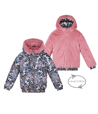 Le Chic winter bomberjack meisjes - navy blauw - Bente - omkeerbaar, AOP vlinder