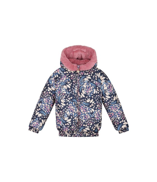 Le Chic winter bomberjack meisjes - navy blauw - Bente - omkeerbaar, AOP vlinder