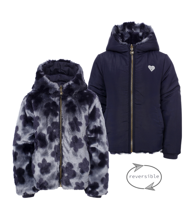 LOOXS Little winter jas meisjes - navy blauw - omkeerbaar