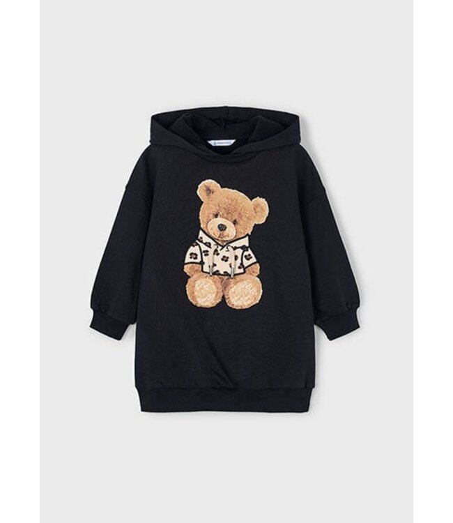 Mayoral winter jurk meisjes - zwart - fleece - capuchon