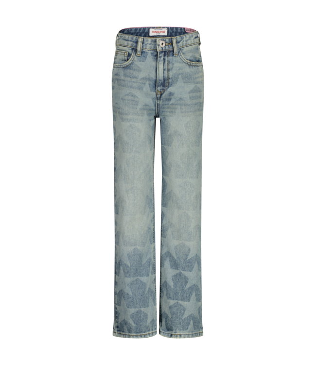 Vingino winter jeansbroek meisjes - blauw - Cato Laser Star - wide leg fit