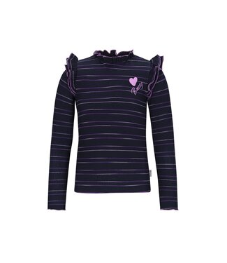 B.Nosy winter top meisjes - navy blauw/paars - Tonya - ruffles - gestreept