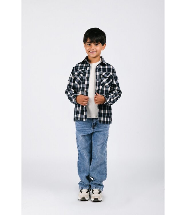 B.Nosy winter shirt jongens - navy blauw - Bas - geruit