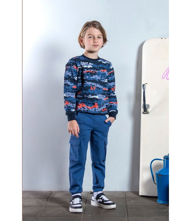 B.Nosy winter sweater jongens - blauw - Scott - print