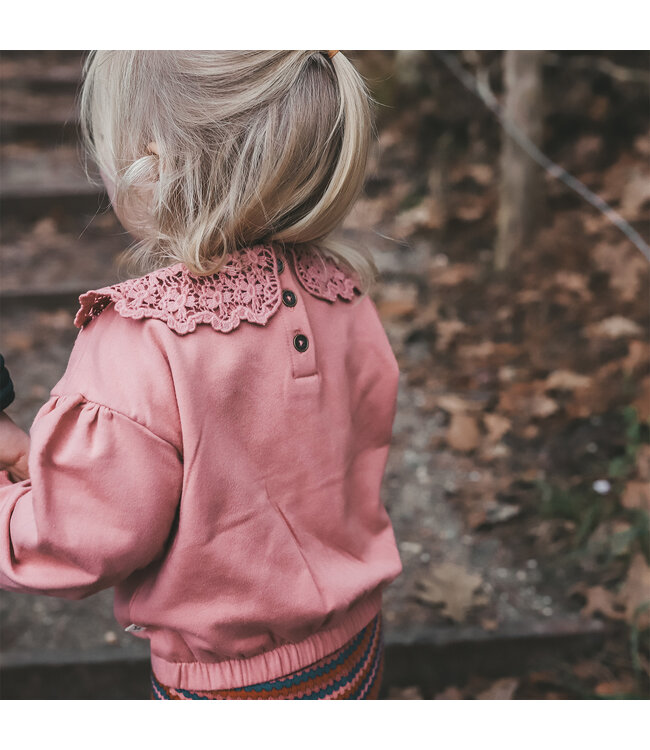 Your wishes winter sweater meisjes - roze - gebreid, gehaakt