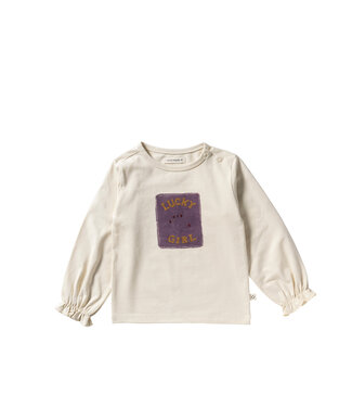 Your wishes winter t-shirt meisjes - beige - Lucky Girl - longsleeve