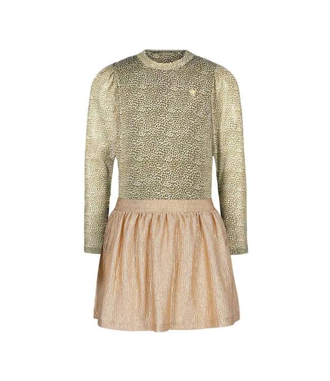 Like Flo winter jurk meisjes - zand - Mira - mesh top + metallic rok